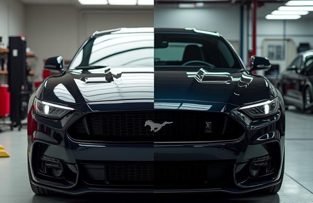 Before and after comparison of car detailing