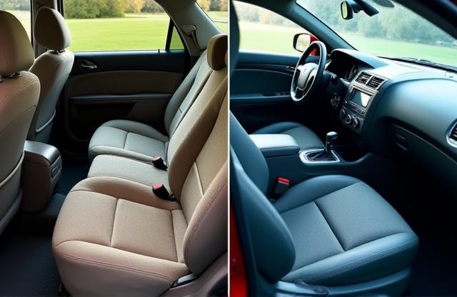 Before and after comparison of interior car cleaning